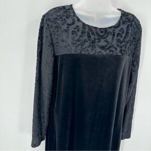 VTG Diane Von Furstenberg Dress Color Authority L Black Velvet/Velour Long DVF